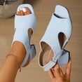 thumbnail image 2 of Hopeusnice Sandals for Women Soft Non-Slip PU Materials Summer And Fall Shoes Peep-Toe Sandals Women's Sandals Breathable Block Heel Trendy Arch Support Shoes Sky Blue 43, 2 of 9