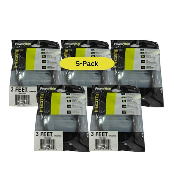 Power It Up 3ft. HDMI v2.0 Cable with Ethernet - Package of 5 Cables