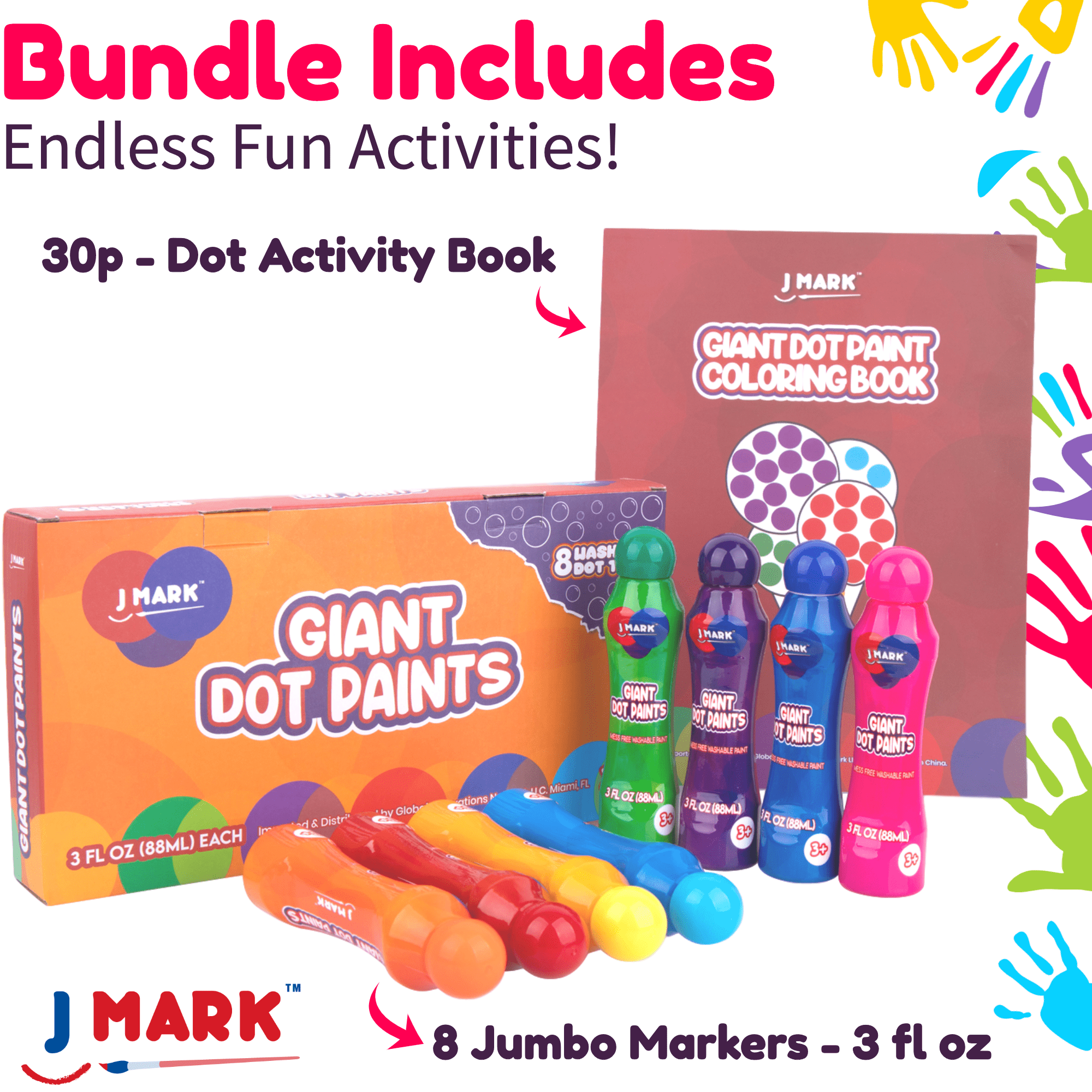 Glokers Jumbo Washable Dot Paint Markers for Kids - No Mess Preschool Daub  Tubes - Children Easy-Grip Art Dobber Dabbers - Great for Bingo Stamps and