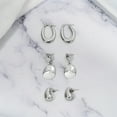 thumbnail image 3 of JeenMata Juego de 3 Pares de Pendientes de Moda para Mujer en Baño de Oro Blanco, Pendientes de Aro, Pendientes Hipoalergénicos, Colgantes y Gruesos, Regalo de Joyería para Mujer, 3 of 4