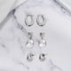 thumbnail image 3 of JeenMata Juego de 3 pares de pendientes de moda para mujer chapados en oro blanco, pendientes de aro, pendientes hipoalergénicos de gota gruesos y ligeros, regalo de joyería para mujer, 3 of 5