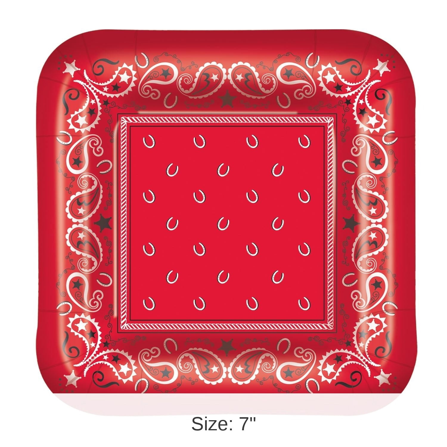 96 Pack Beistle Bandana Party Paper Plates 7 inch