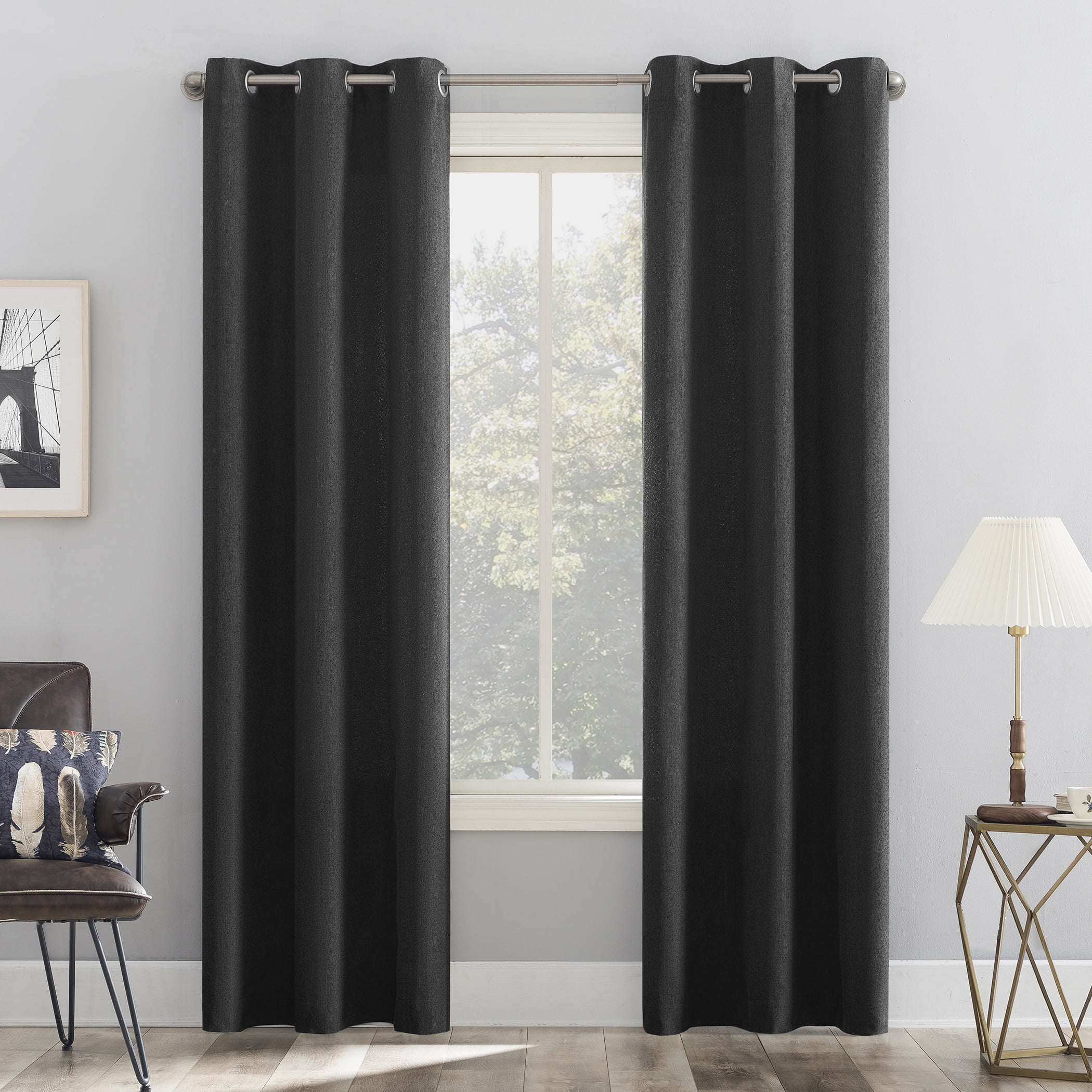 No. 918 Energy Lydell Solid Room Darkening Grommet Curtain Panel, 40"x84", Charcoal