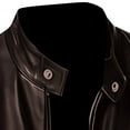 thumbnail image 6 of Miluxas Leather Jacket Men Lightweight Motorcycle Jackets Men's Stand Collar Bomber Coat with Pockets and Zip Brown, 6 of 6