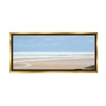 Stupell Industries Panoramic Abstract Shoreline Landscape Painting Gold Floater Framed Canvas Art Print Wall Art, 31 x 14