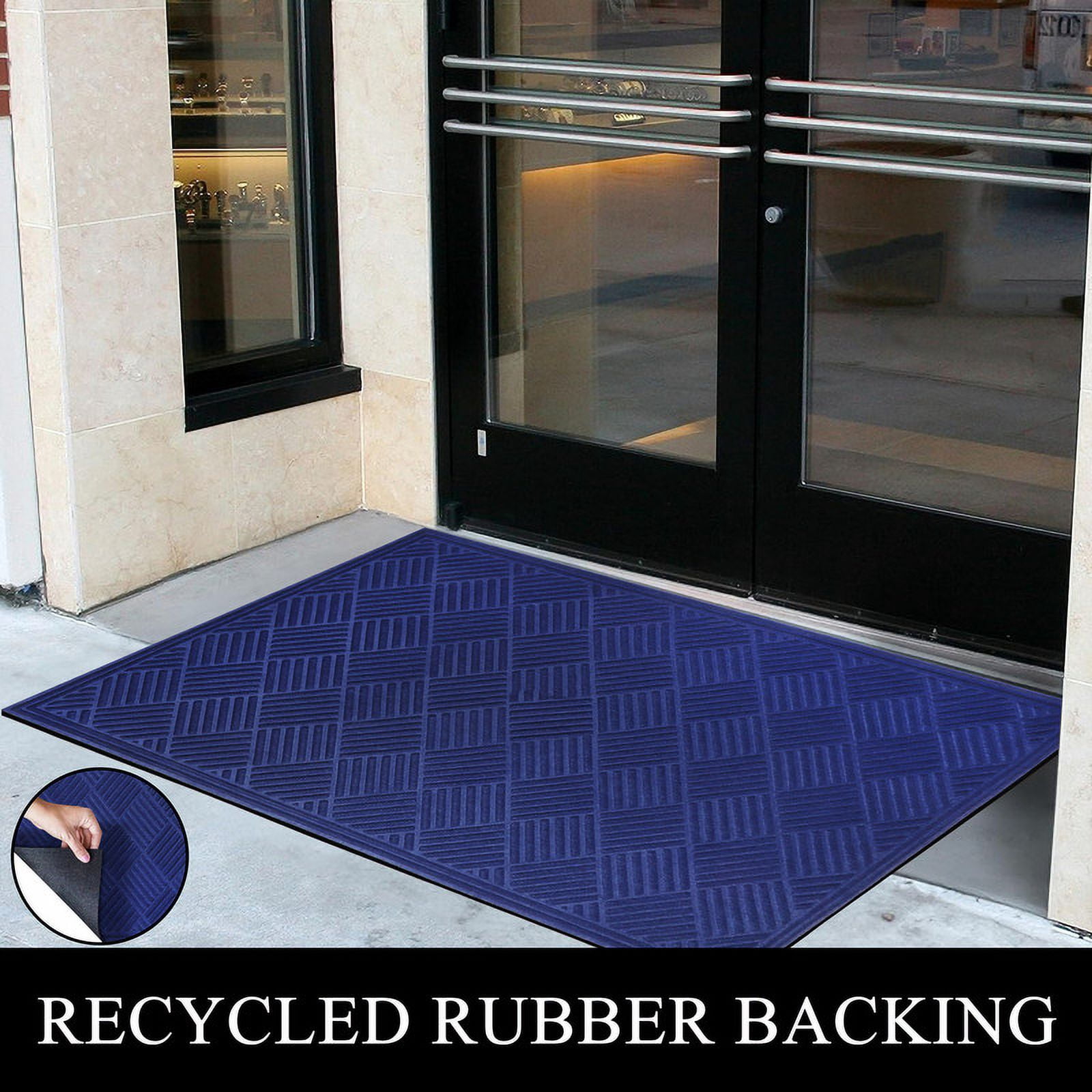 A1HC New Durable and Versatile Polypropylene Rubber Door Mat All Weather Inside Outside Door Mat Easy to Maintain for Entrance Back Doors, Patio, Garage 36" x 60"