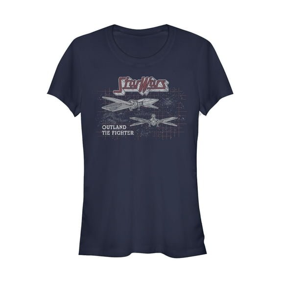 Junior's Star Wars: The Mandalorian Outland Tie Fighter Graphic Tee Navy Blue X Large