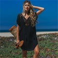 thumbnail image 4 of Rigardu swimsuit coverup for womenswim cover up for women Womens Swimsuit Coverup Lace Crochet V Neck Bathing Suit Cover Up Dress Beach Cover Ups for Swimwear Black + 3XL, 4 of 6