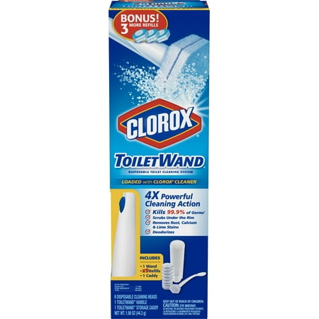 Clorox ToiletWand Disposable Toilet Cleaning System - ToiletWand, Storage Caddy and 9 Disinfecting ToiletWand Refill
