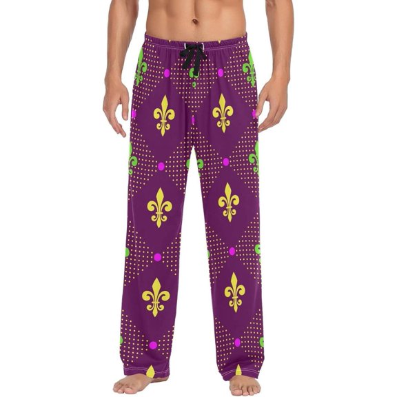 GZHJMY Mardi Gras Pajama Pants for Men, Lounge Pants Lightweight Men Pajama Bottoms with Drawstring Pockets, Christmas New Year Birthday Gifts, X-Large