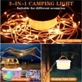 thumbnail image 4 of TOHETO Camping Lights, 3-in-1 Outdoor Camping String Lights with 19 Lighting Modes, 32.8FT 2200mAH Rechargeable IPX4 Waterproof Hanging Lights for Tent, Yard, Hiking & Decoration, White Orange, 4 of 9