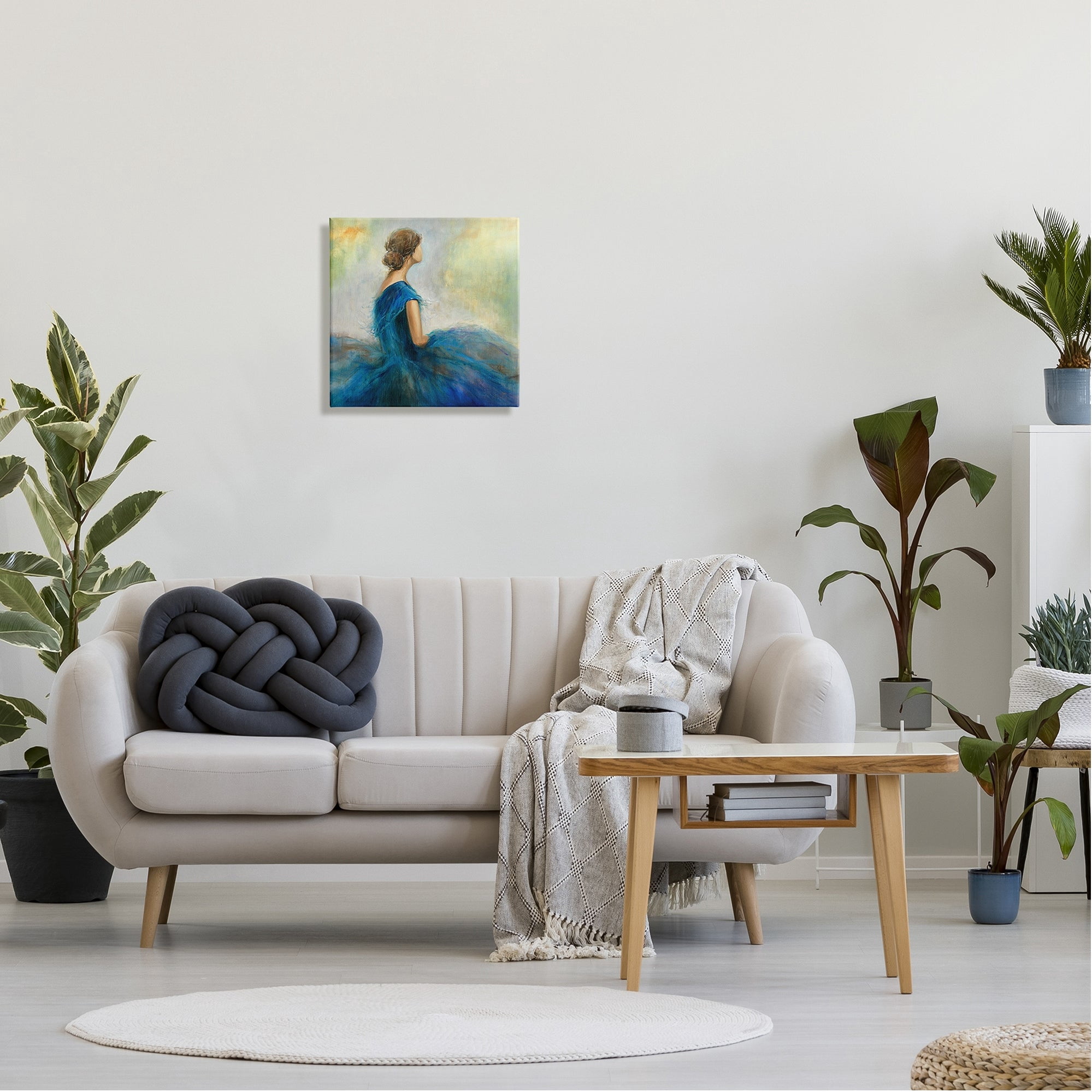 Stupell Industries Woman Billowing Blue Dress Classic Figure Painting Painting Gallery Wrapped Canvas Print Wall Art, Design by K. Nari