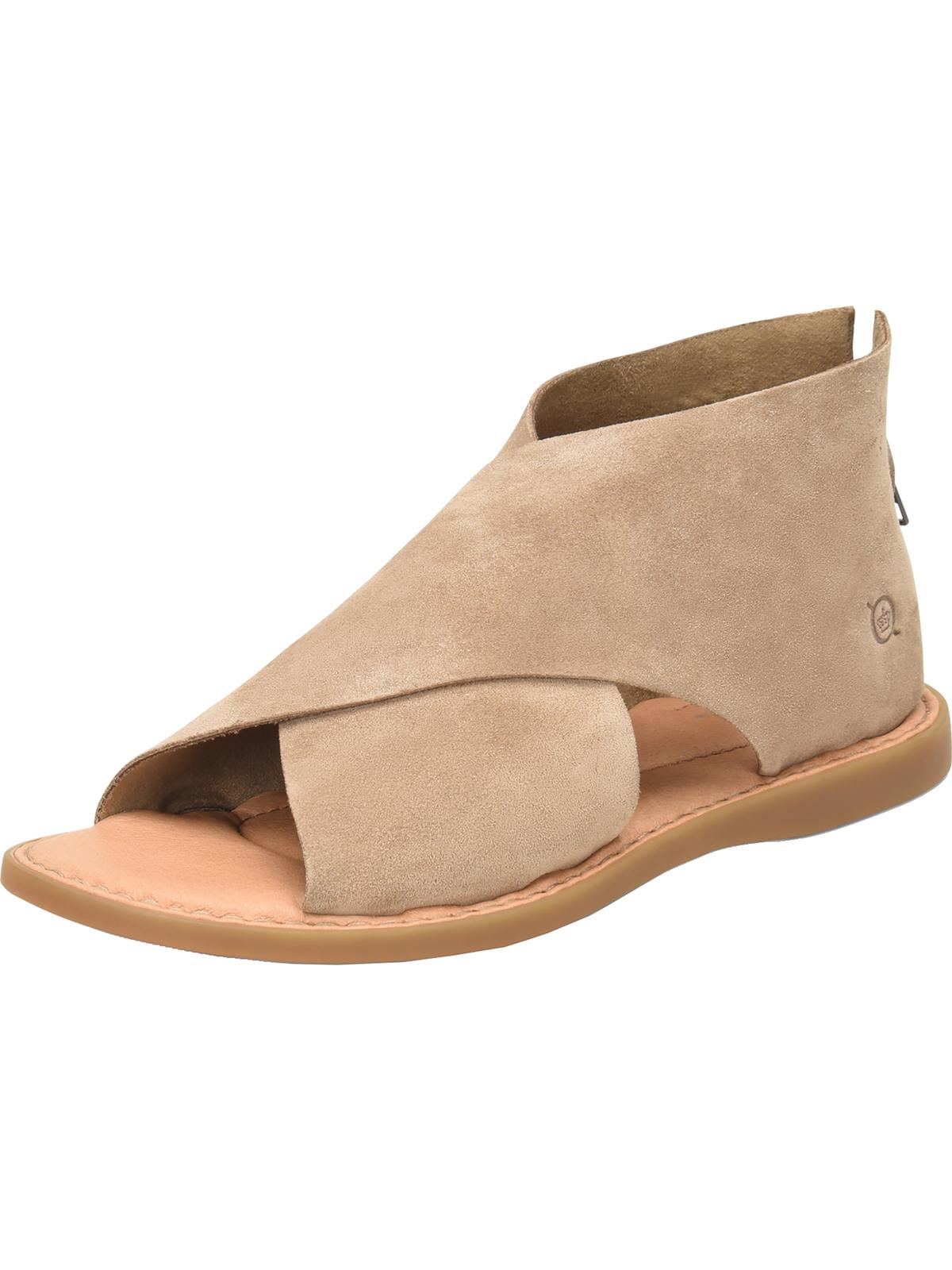 Born Womens Iwa Suede Peep Toe Flat Sandals Taupe 7 Medium (B,M) -  Walmart.com