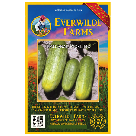 Everwilde Farms - 100 National Pickling Cucumber Seeds - Gold Vault Jumbo Bulk Seed (Best Type Of Cucumbers For Pickling)