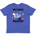 thumbnail image 3 of Inktastic Will you be my Valentine with Cute Shark and Hearts Youth T-Shirt, 3 of 5