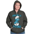 thumbnail image 3 of Grouchy Smurf Ask Me If I Care Grump Zip Up Hoodie Men's Women's Brisco Brands S, 3 of 6