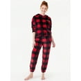 Joyspun Women’s Plush Hooded Top and Pants, 2Piece Pajama Set, Sizes