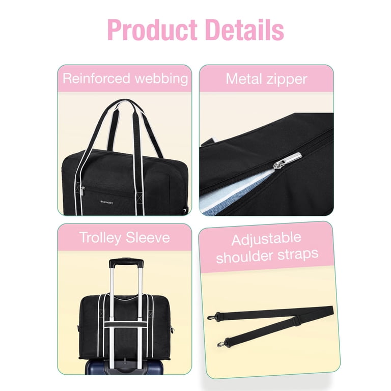 Bagsmart Expandable Travel Duffel Bag for Airline 18x14x8, Foldable Weekend Overnight Bag Tote Carry on Luggage, Unisex, Black Bagsmart Expandable Travel Duffel Bag for Airline 18x14x8, Foldable Weekend Overnight Bag Tote Carry on Luggage, Unisex, Black