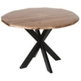 thumbnail image 6 of 41 Inch Handcrafted Live Edge Round Dining Table with a Natural Brown Acacia Wood Top and Black Iron Legs - Saltoro, 6 of 7