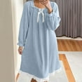 thumbnail image 4 of Royisotas Womens Plus Size Nightgowns Midi Flannel Nightshirts Winter Long Sleeve Solid Color Comfy Crewneck SleepShirts for Women, 4 of 6