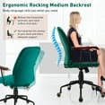 thumbnail image 5 of Gymax Velvet Home Office Chair Swivel Adjustable Task Chair w/ Wooden Armrest Green, 5 of 10