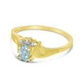 thumbnail image 3 of 10k Yellow Gold Oval Aquamarine And Diamond Satin Finish Ring, 3 of 6