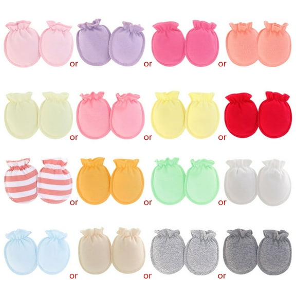 Anti-Scratch Gloves Baby Unisex Solid Color Gloves Face Protective Mittens Baby Essential Accessories 5 Pairs