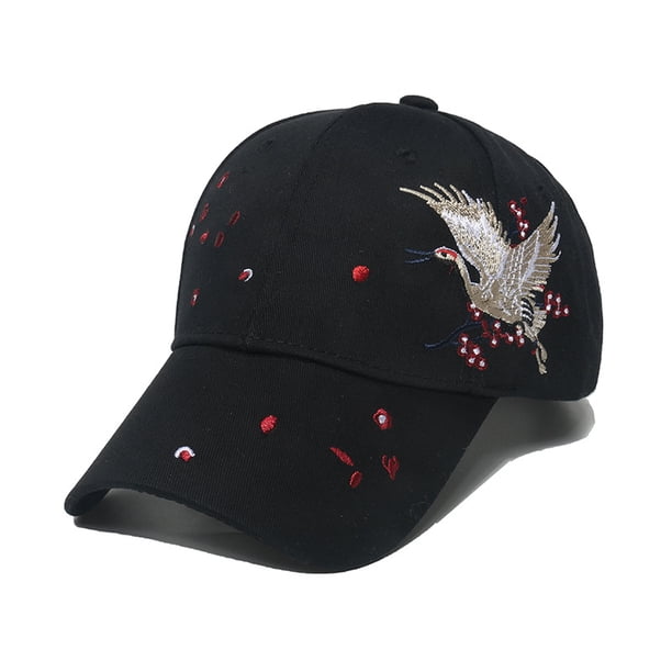 Gorra de béisbol bordada en algodón con forma de flor de ciruelo, grulla, para adulto