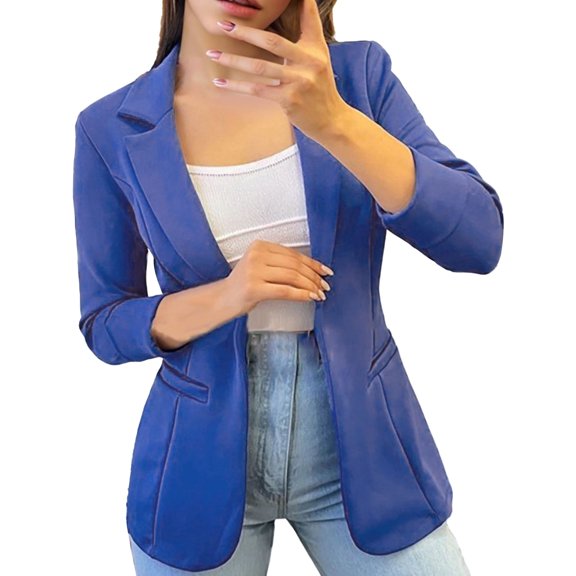 EHQJNJ Women Suit Jacket Long Jackets for Women Fashion Dressy Over Dress Women's Solid Color Minimalist Long Sleeve Jacket Fall Fashion