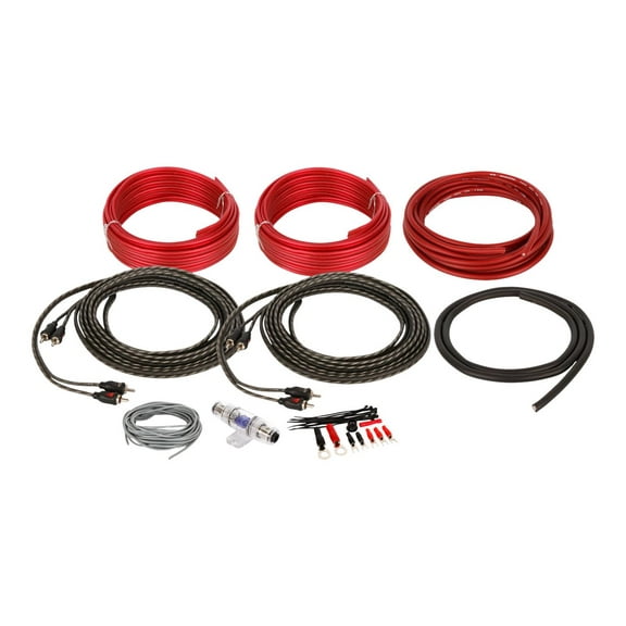 Belva BAK84 8 Gauge Premium (CCA) Copper Clad Aluminum Complete 4-Channel Amplifier Wiring Kit with RCA for Amplifiers up to 600 Watts - RED