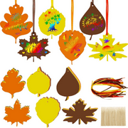 174 Pieces Fall Leaves Scratch Ornaments Colorful Paper Magic Scratch Leaves Scratch Paper Fall Autumn Halloween Thanksgiving Craft