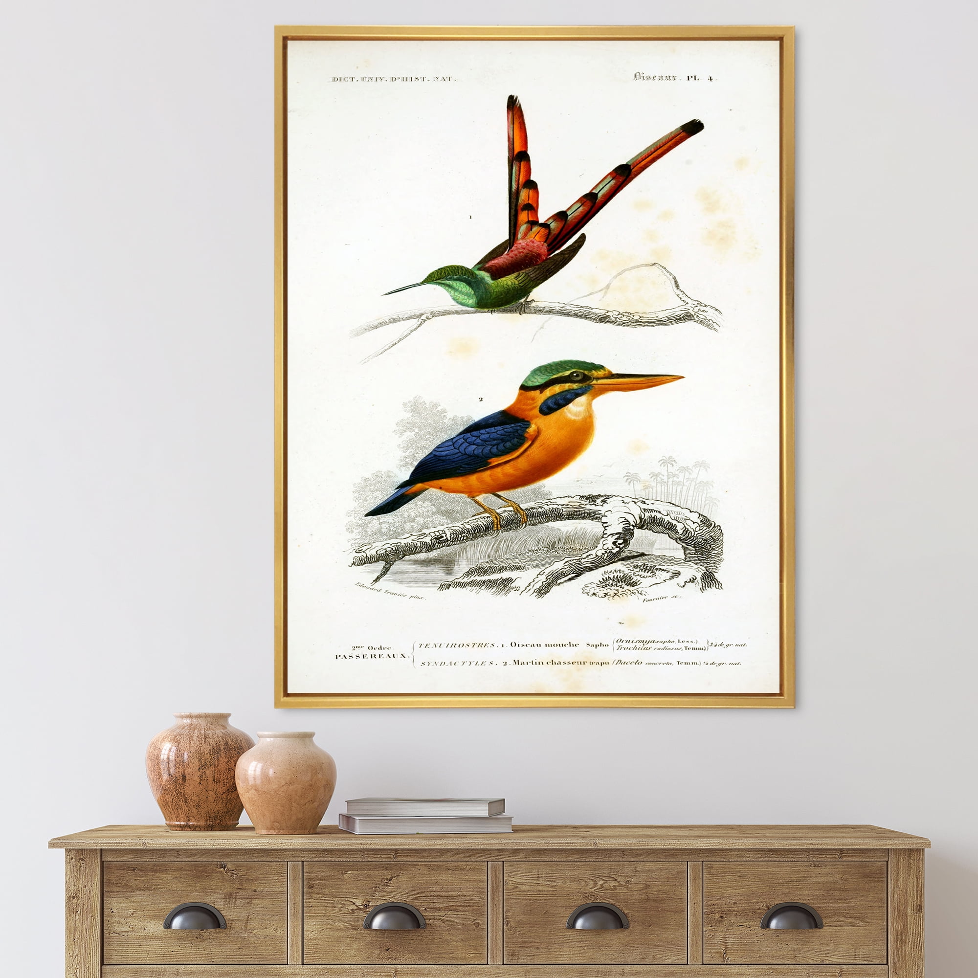 Designart 'Ancient Bird I' Traditional Framed Canvas Wall Art Print