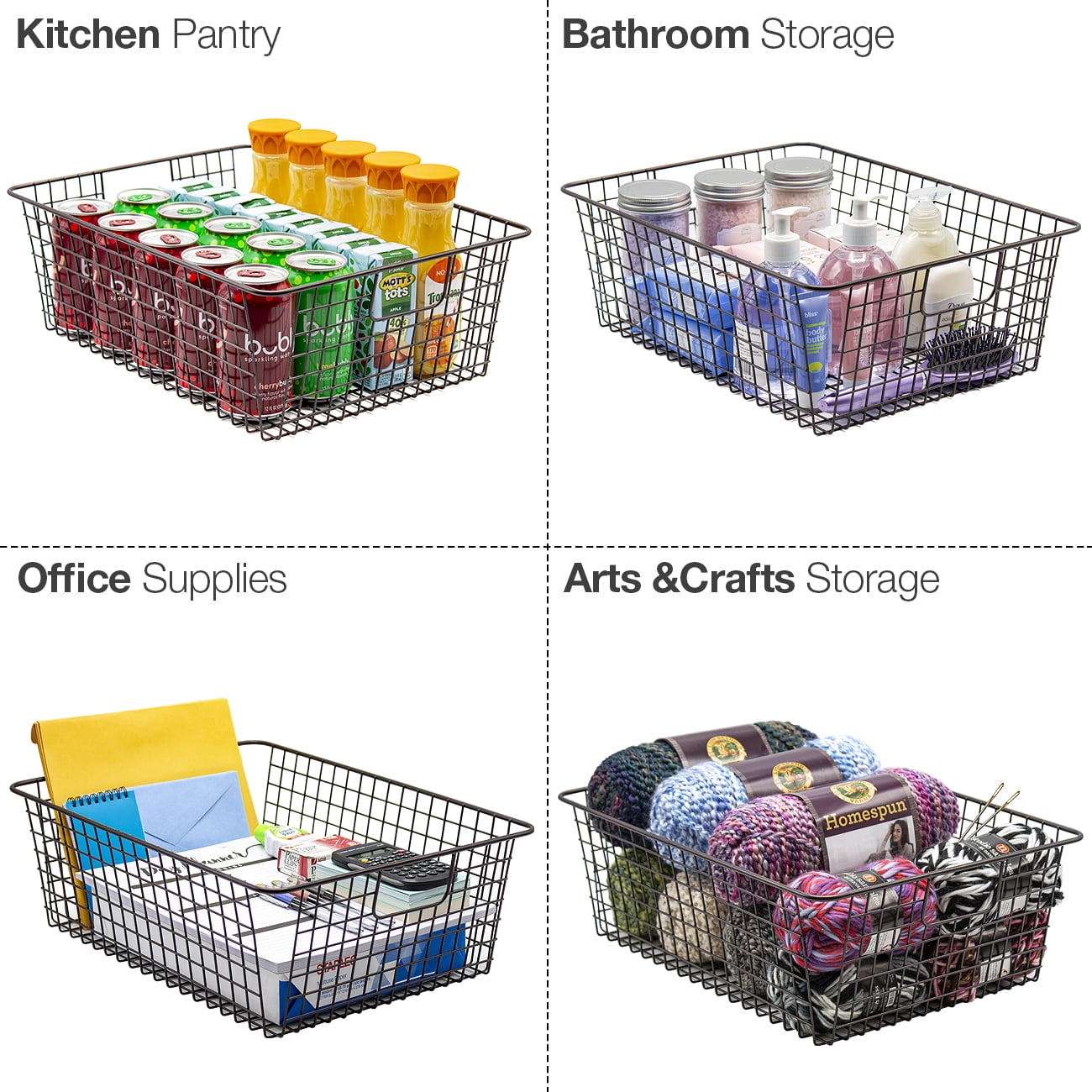 Metal Wire Storage Baskets, Kitchen Pantry Organizer, Storage Bins Iron  Metal (4-Pack) - On Sale - Bed Bath & Beyond - 36118954