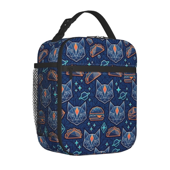 Space Cat Lunch Box Reusable Insulated Lunch Bag Women Men Cooler Tote Bag For Work Picnic Office