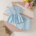 thumbnail image 4 of Zpanxa Girls Short Sets Ribbed Short Sleeve Top with Floral Print and Shorts 2 Piece Set 2 Years, 4 of 7
