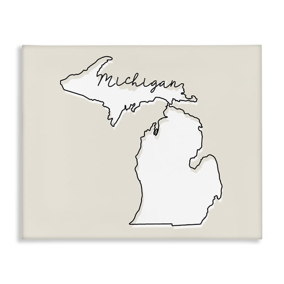 Stupell Industries Modern Michigan Home State Map Neutral Print Design Canvas Art, 48 x 36, by Lil' Rue