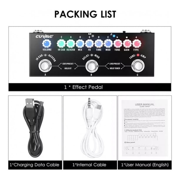Pedal de efectos multifuncional portátil para guitarra eléctrica