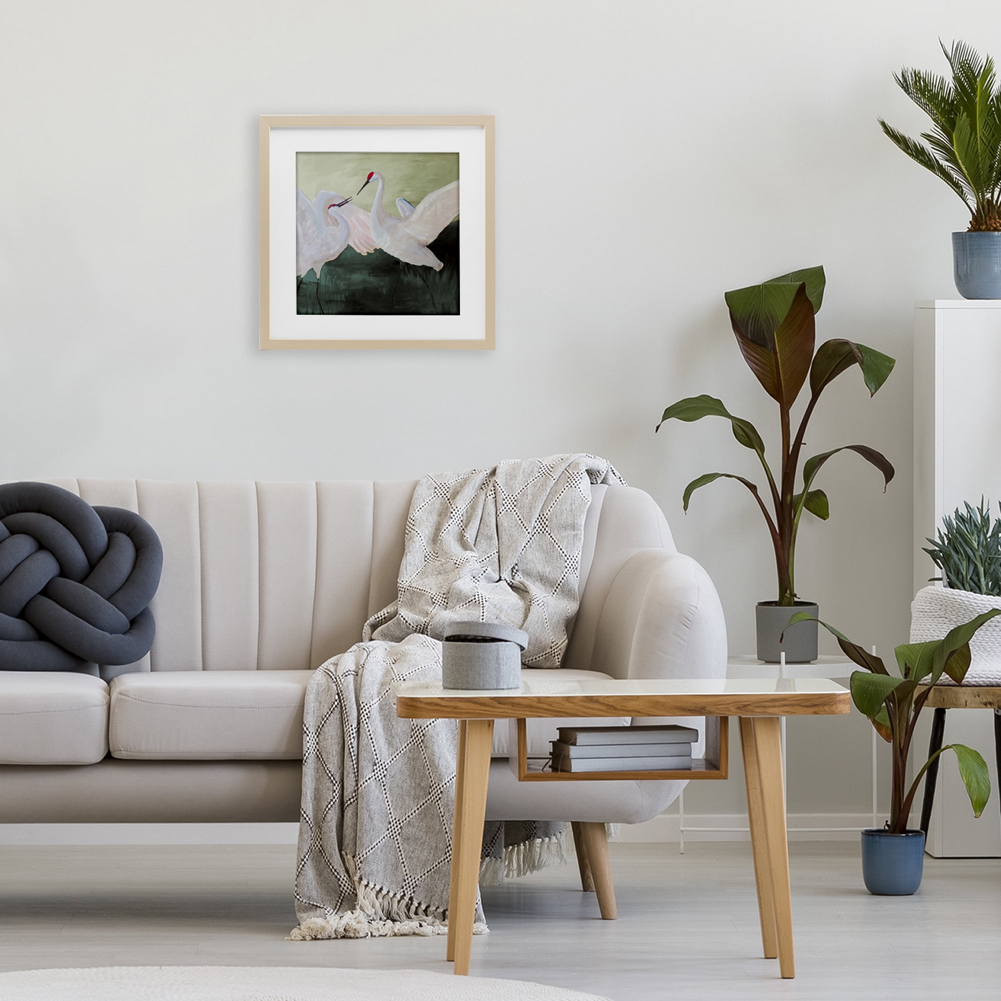 Stupell Industries White Sandhill Cranes Birch Framed Print Under Glass, design by Robin Maria
