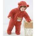 thumbnail image 3 of Fleece Jumpsuit Baby Girls Winter Clothes Infant Thick Plush Cute Footed Rompers Hoodies Newborn Long Sleeve Snowsuit, Red, 3 Months, 3 of 7
