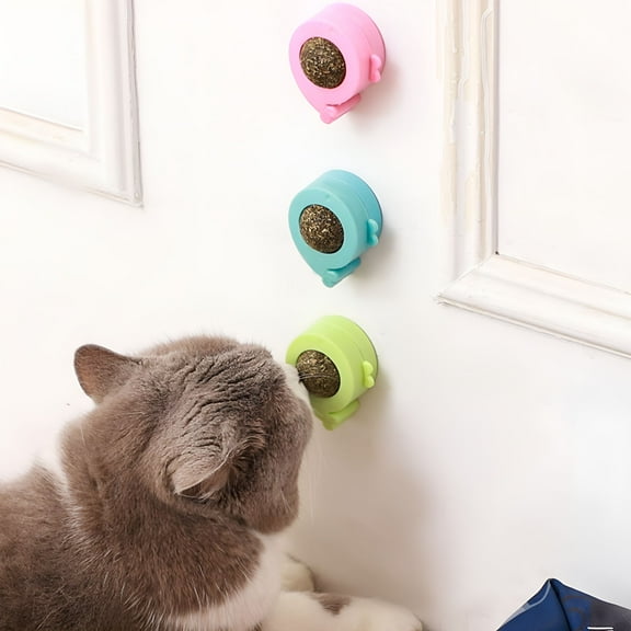 BESTSKY Cat Chew Toy 360 Degree Rotating Teeth Cleaning Pet Treat Catnip Ball Edible Cat Lick Treats Toy Pet Toy