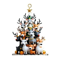 chaungfeng 3.1 Inch Christmas Tree Shape Muticolor Ornament, 2D Flat Acrylic Pendant, for Christmas Theme, Holiday Decor, Gift Exchange