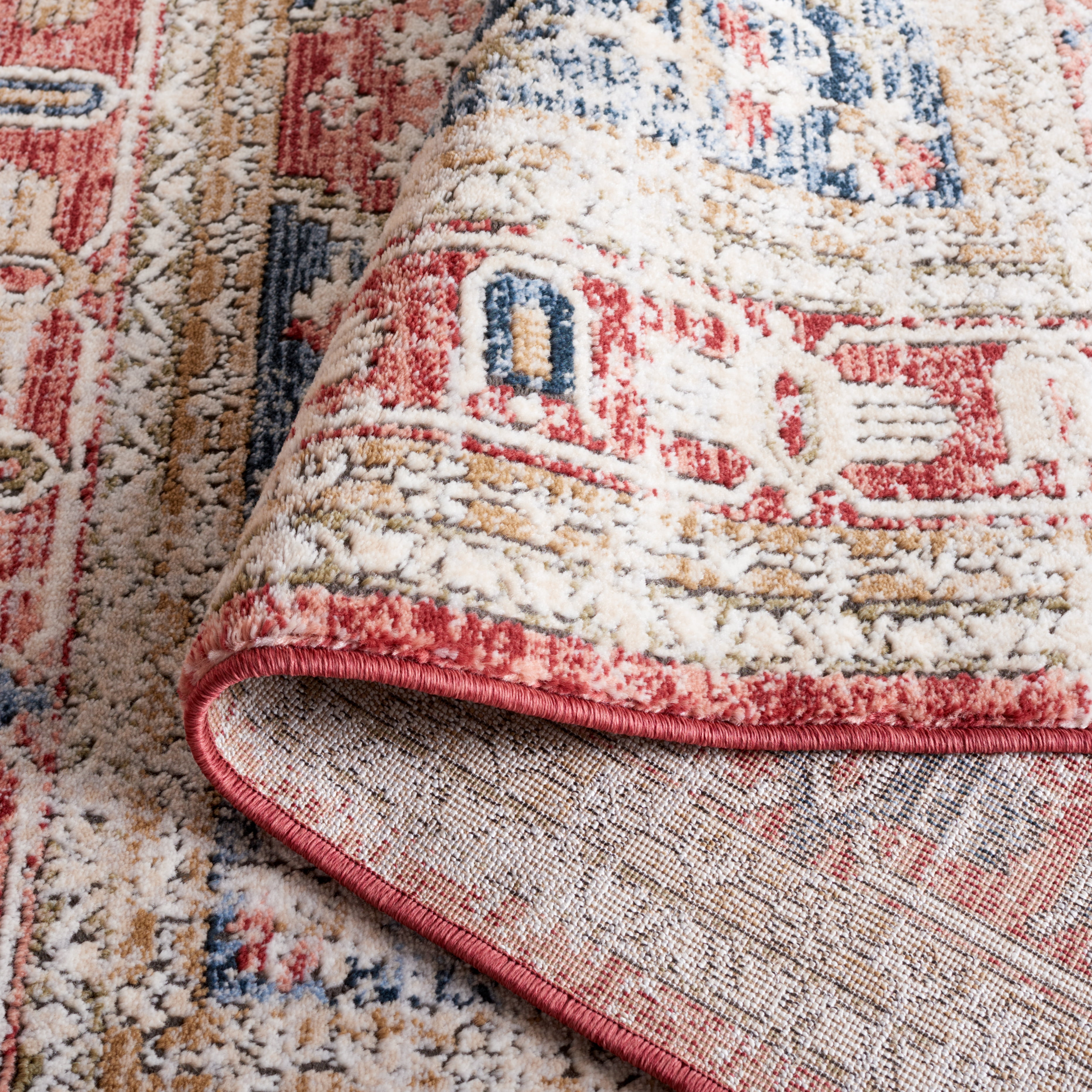 SAFAVIEH Rosewood Zander Medallion Area Rug, Blue/Red, 6'7" x 6'7" Square