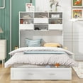 thumbnail image 2 of Kidkapers White Queen Size Murphy Bed Cabinet: Bookcase, Storage Shelves, Big Drawer - Elegant Space-Saving Solution, 2 of 5