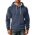 thumbnail image 2 of Iaqnaocc Christmas Mens Hoodies Casual Flannel Fuzzy Fleece Hooded Sweatshirt Xmas Cozy Fit Faux Fur Long Sleeve Pullover Top Navy XXL, 2 of 4