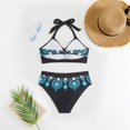 thumbnail image 4 of JoveMarine Bikini Sets for Women – Split Printed Swimsuit with Breast Pads, No Underwire, Fashion Sexy Two-Piece, Perfect for Summer Beach Vacation,Cyan L, 4 of 5