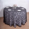 thumbnail image 3 of Efavormart 120" Black Sequin Leaf Embroidered Seamless Tulle Round Tablecloth, Sheer Table Overlay, 3 of 11