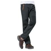 Men's Insulated Bib Overalls Solid Color Pocket Trousers Waterproof Snow Pants