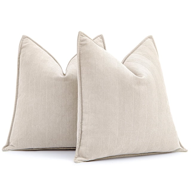 Fundas de almohada decorativas MIULEE, 50 x 50 cm, 2 unidades, color beige