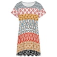 thumbnail image 3 of Water Color Bohemian Pattern Multi Colour Sundress Short Sleeve Dress Summer Women Clothes Dress for Women Dresses, 3 of 7