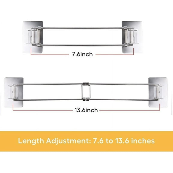 2 pack RV Shower Corner Storage Bar,djustable Stainless Steel(Length 7-13 inches), Easy to Install Rack Rod Wall RV Bathroom Accessory for Securing Toiletrie.